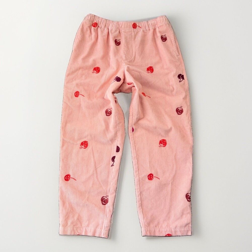 Urban Outfitters Pink Corduroy Fruit Embroidered Pants Cherry Apple L